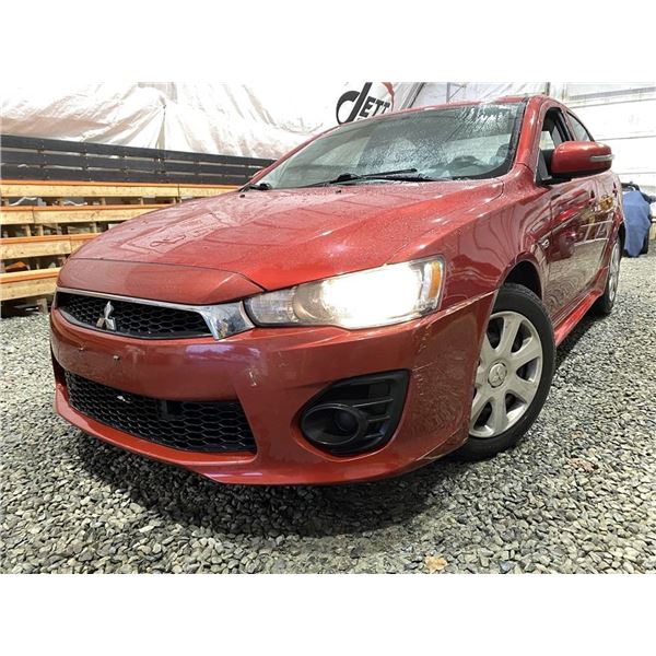 A5 -- 2017 MITSUBISHI LANCER, RED, 216133 KMS, FRONT WHEEL DRIVE