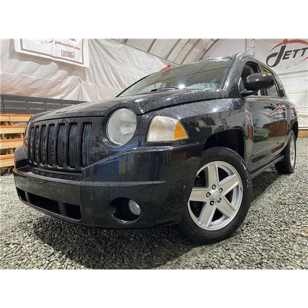 A12X -- 2008 JEEP COMPASS, BLACK, 239697 KMS, FRONT WHEEL DRIVE