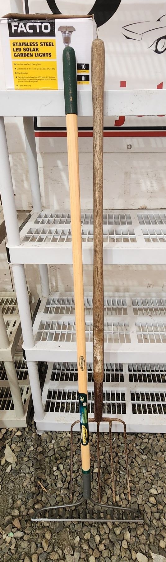 362 -- PITCH FORK, BOW RAKE, AND MASTERCRAFT SAW HORSE