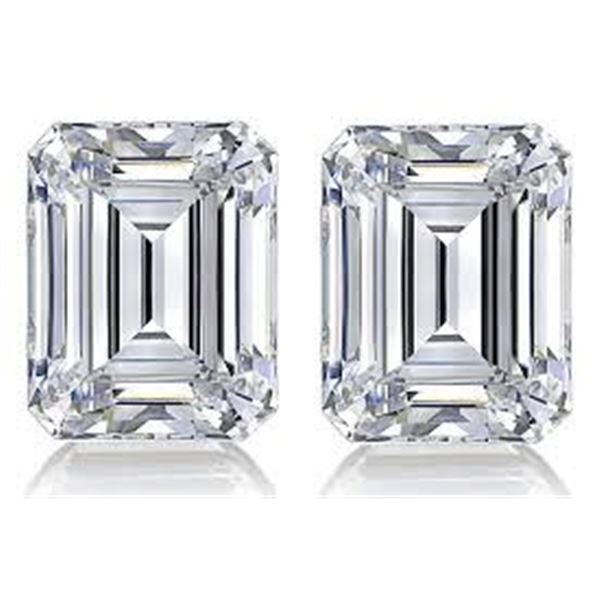 Brilliant White Emerald Cut Diamond Pair 10 Cts - IGI Certifed