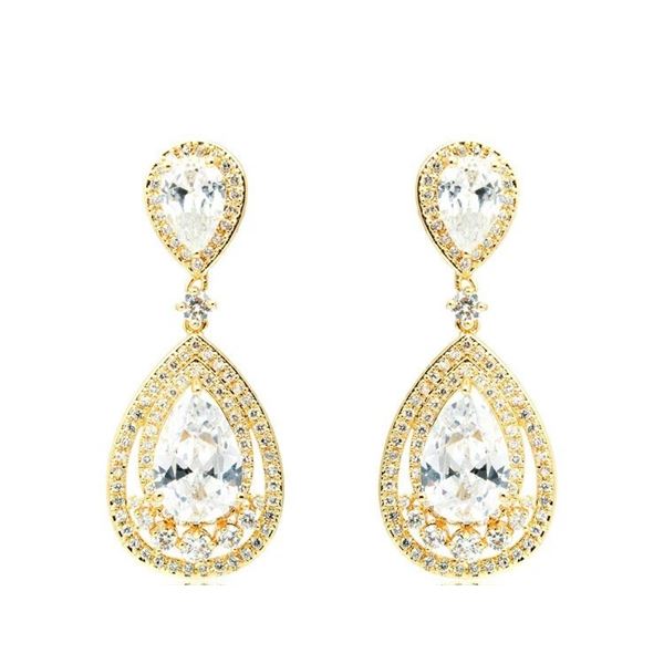 Gold & White Diamond 5.50 Cts Drop Earrings