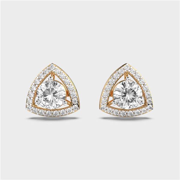 Gold & White Diamonds 4 Cts Ear Studs