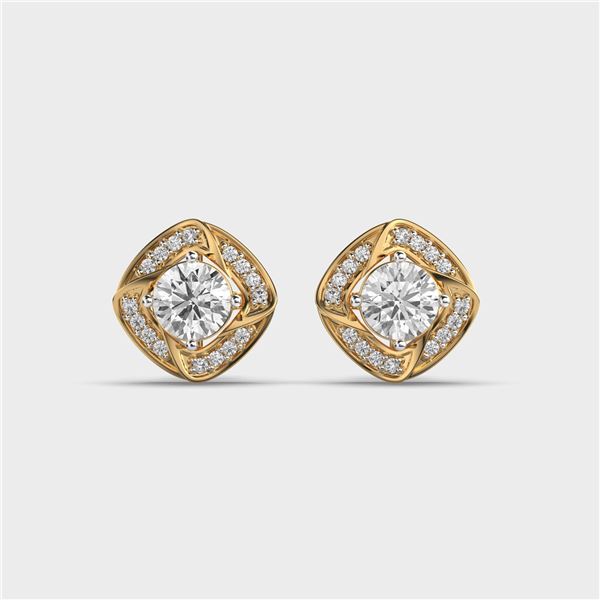 Gold & White Diamonds 4.15 Cts  Ear Studs