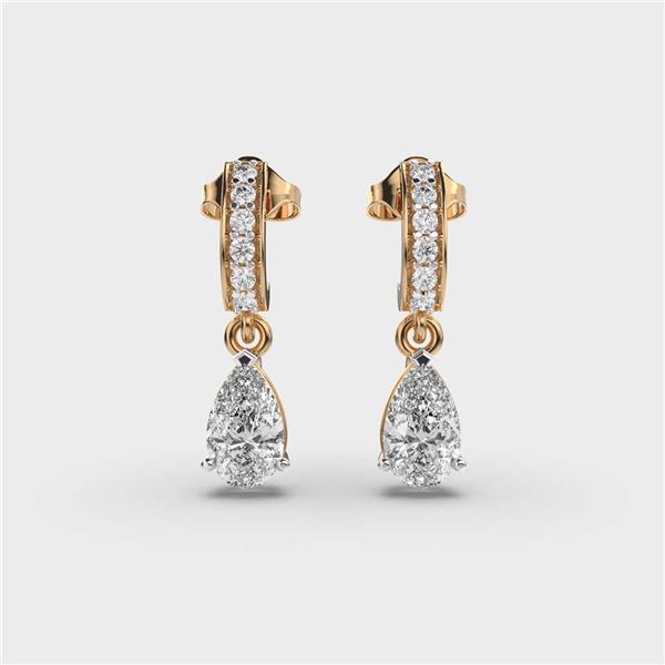Gold & White Diamond 5.00 Cts Drop Earrings