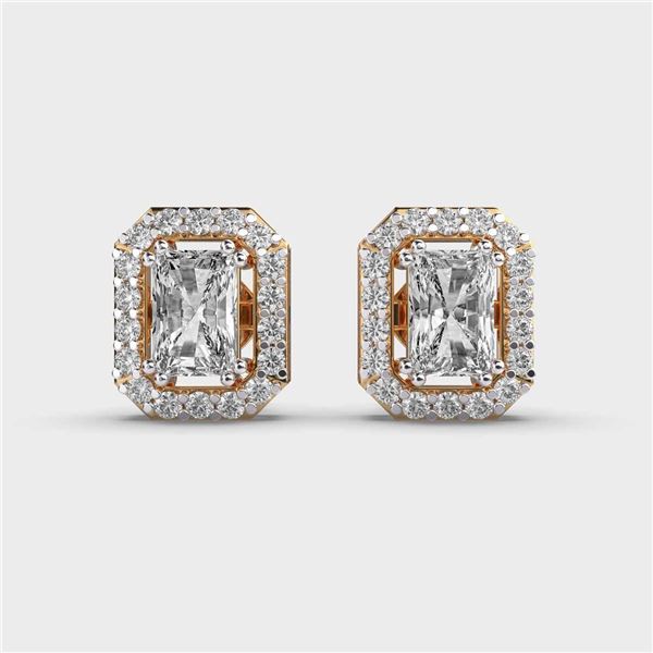 Gold & White Diamond 5.00 Cts Earrings Studs