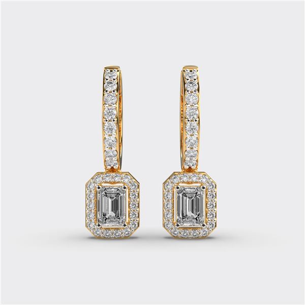 Gold & White Diamonds 6 Cts Drop EarRings
