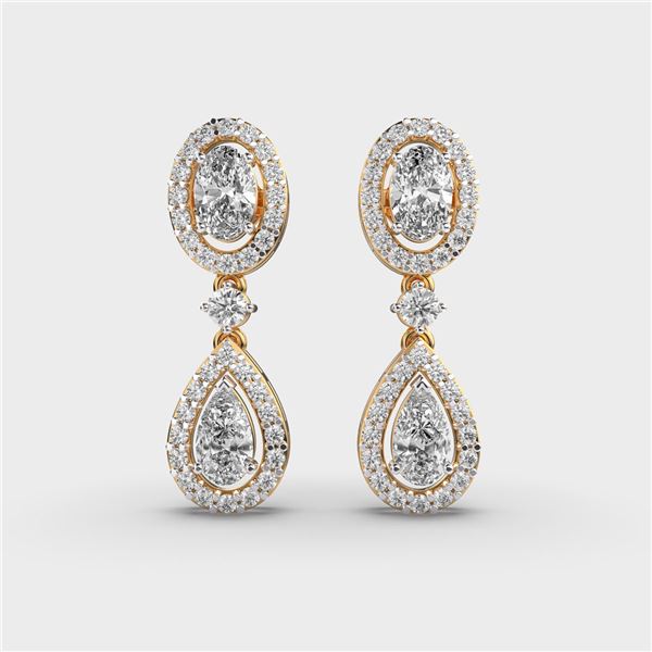 Gold & White Diamonds 10 Cts  Drop Earrings