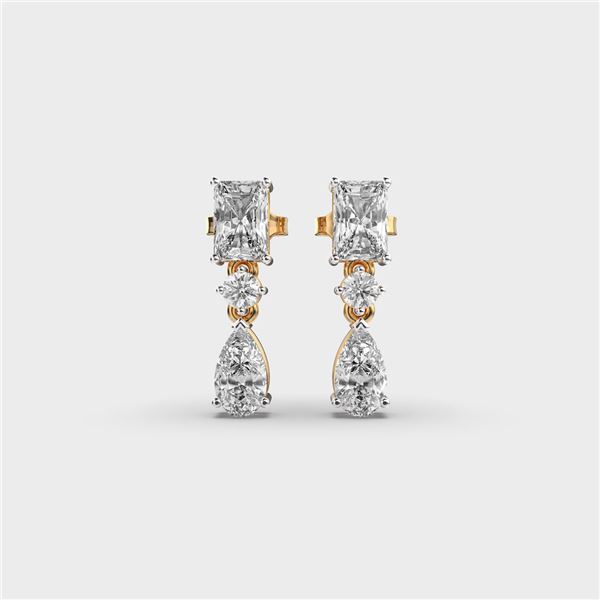 Gold & White Diamonds 10 Cts Drop Earrings