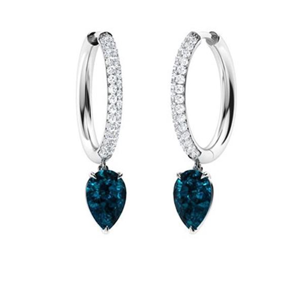 Gold Natural London Topaz Diamonds Drop EarRings