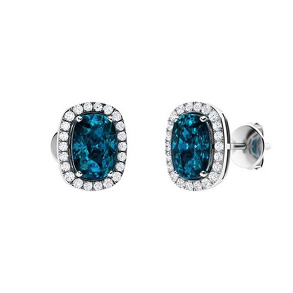 Gold Natural London Topaz Diamonds EarStuds