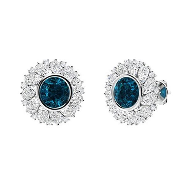 Gold Natural  London Topaz Diamonds EarStuds