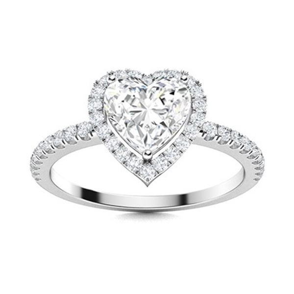 Gold & Heart White Diamond 3 Cts Ring - E/VVS