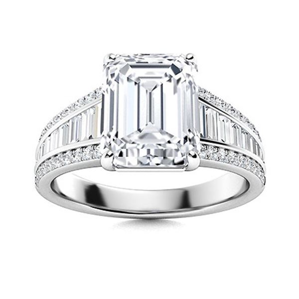 Gold & Lab Octagon Diamond 5.50 Cts Ring - E/VVS