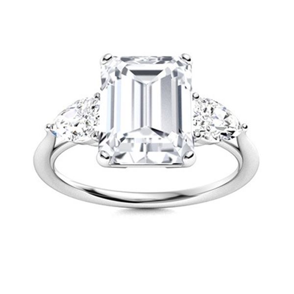 Gold & Lab Octagon Diamond 3.50 Cts Ring - E/VVS