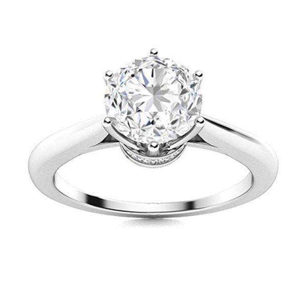Gold & Brilliant White Diamond 1 Cts Ring - E/VVS