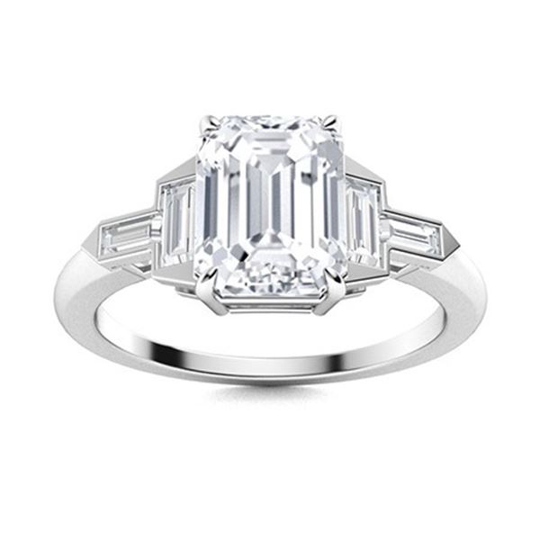 Gold & Lab Octagon Diamond 3.50 Cts Ring - E/VVS