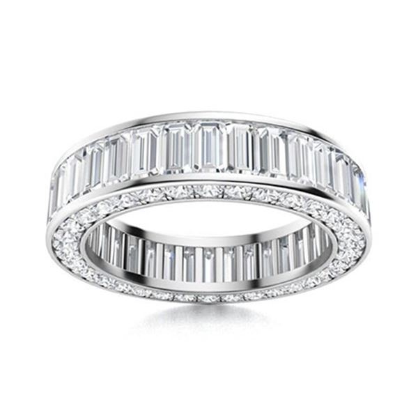 Gold & Lab Round Diamond 5.23 Cts Eternity Ring