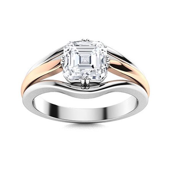 Gold & Lab Octagon Diamond 2 Cts Ring - E/VVS