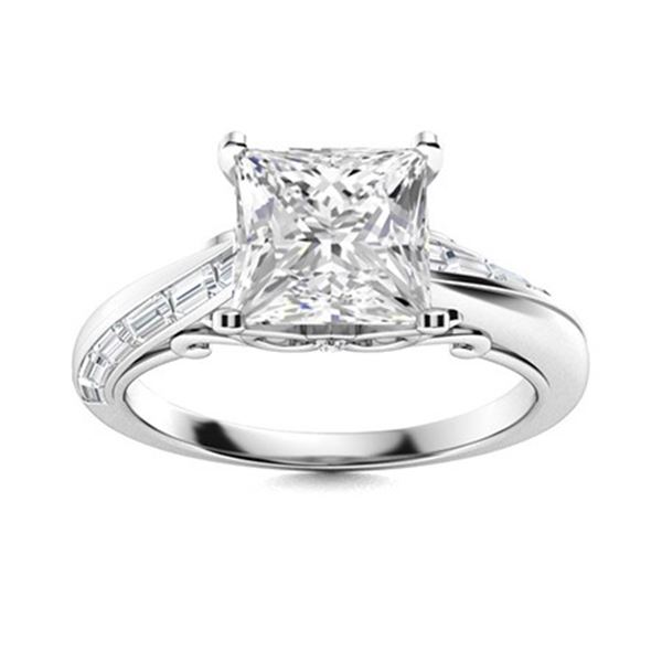 Gold & Brilliant White Diamond 2.50 Cts Ring - E/VVS