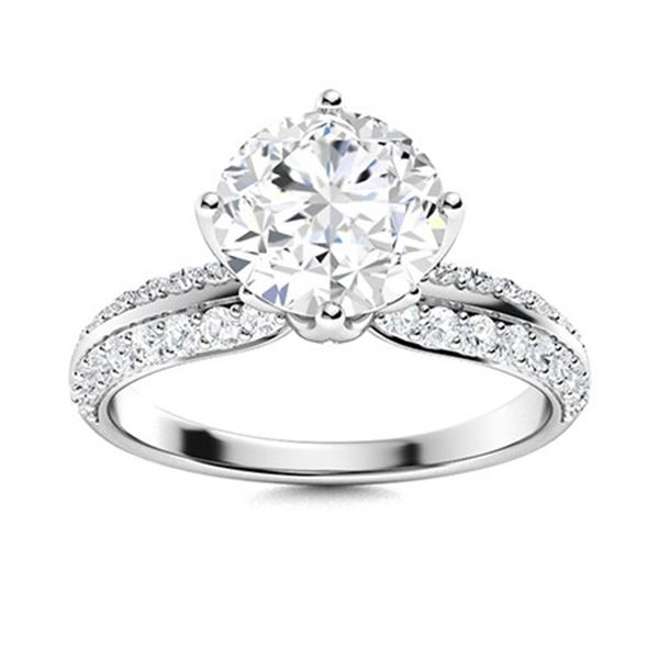Gold & Brilliant White Diamond 3 Cts Ring - E/VVS