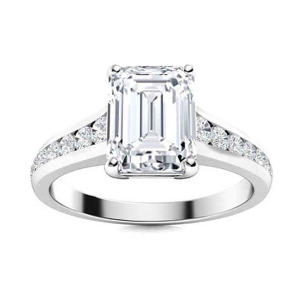 Gold &  Octagon White  Diamond 2.50 Cts Ring - E/VVS