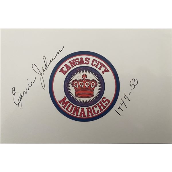 KC Monarchs Baseball legend Ernie Johnson signed card