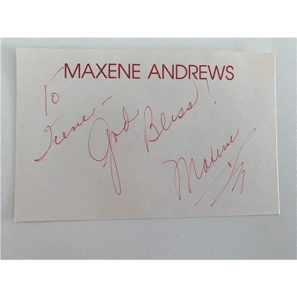 Singer and actress Maxene Andrews original signature
