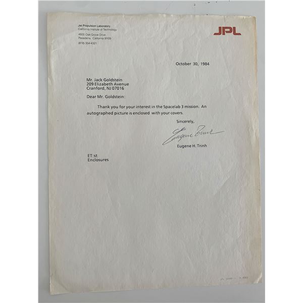 Eugene H. Trinh signed letter