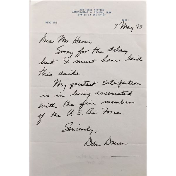 Lieutenant General Walter D. Druen Jr. handwritten and signed letter
