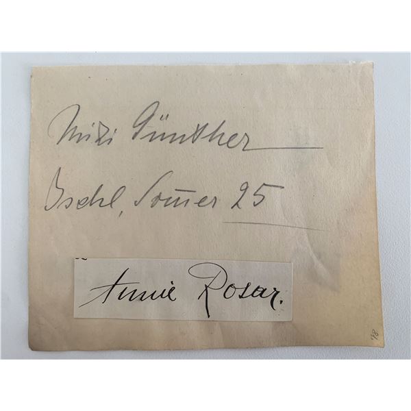 Annie Rosar original signature