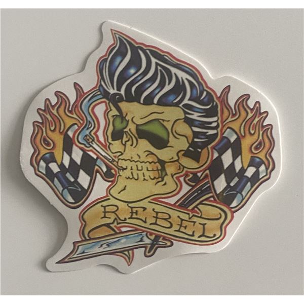 Rockabilly Rebel racing skull sticker
