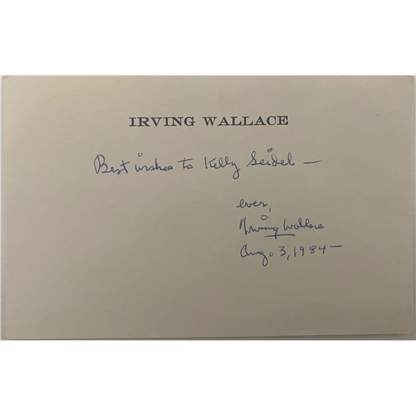 Author and Screenwriter Irving Wallace original signature