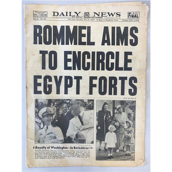 Daily News Original 1942 Vintage Newspaper