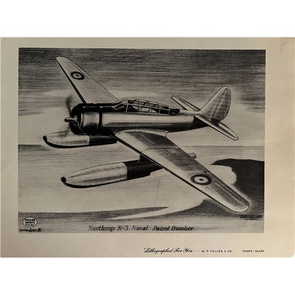 WW2 Northrop litho. 8x10 inches