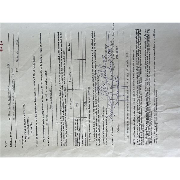 The Hollies signed contract