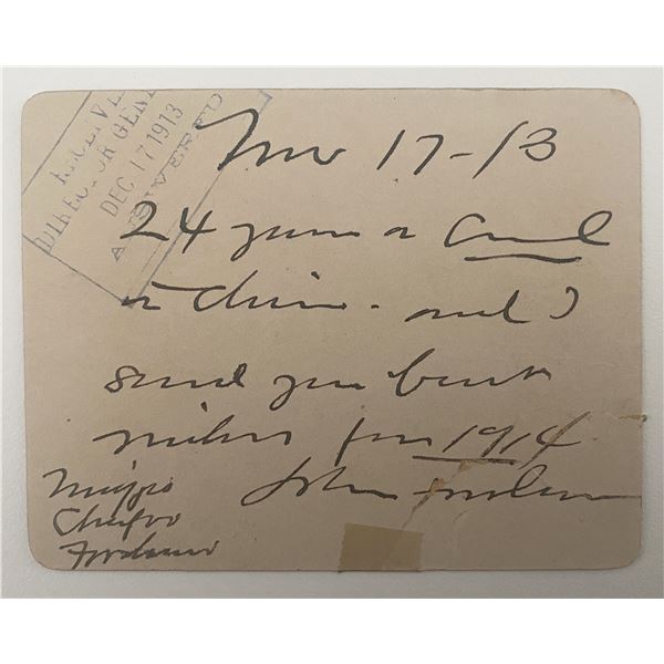 John Forslan signed note