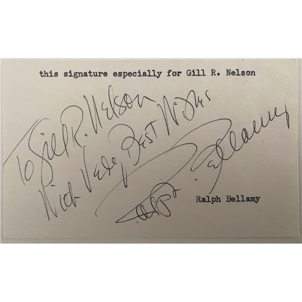 Ralph Bellamy personal signed note