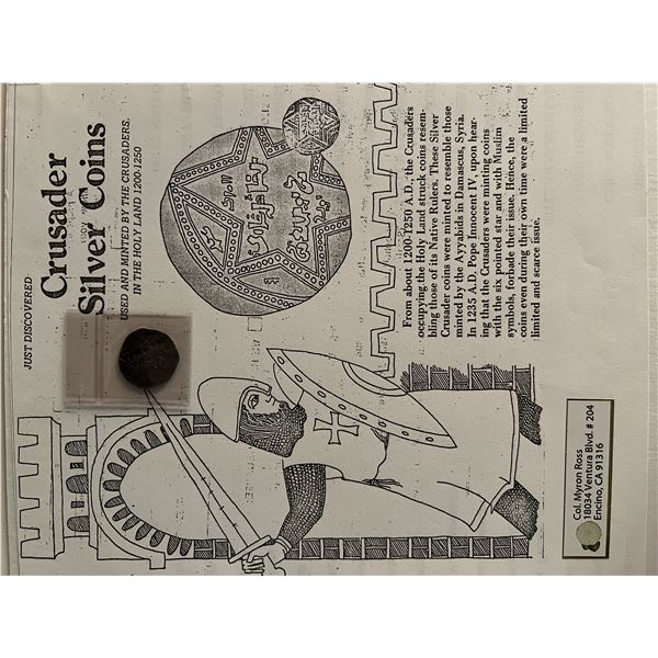 Crusader silver coin. 1 inch