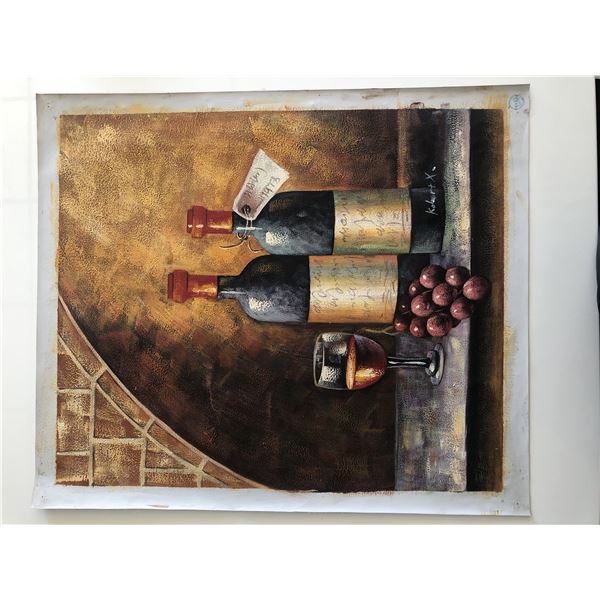 Wine and Grapes Still Life original painting on canvas