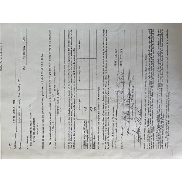 Jerry Leiber and Mike Stoller signed contract