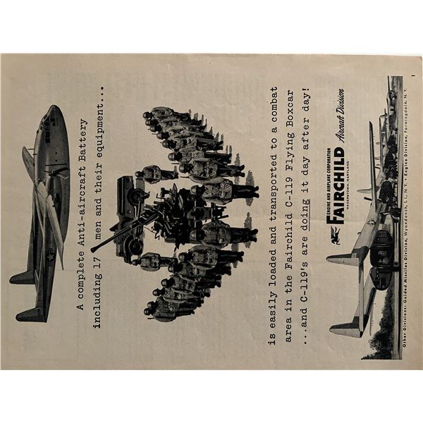 Fairchild Aircraft advertisement. 9x11 inches