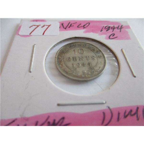 1944C NEWFOUNDLAND SILVER  DIME