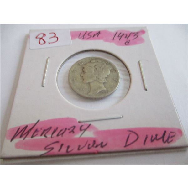 1943C USA MERCURY SILVER DIME