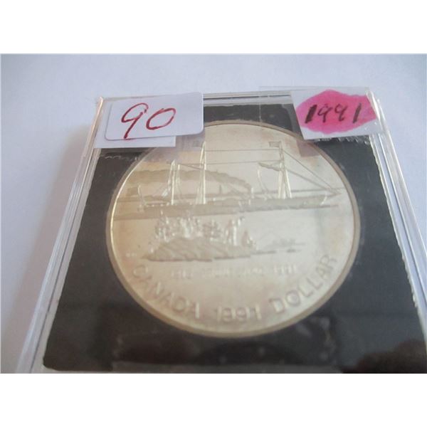 1991 PROOF CASED CANADA SILVER DOLLAR