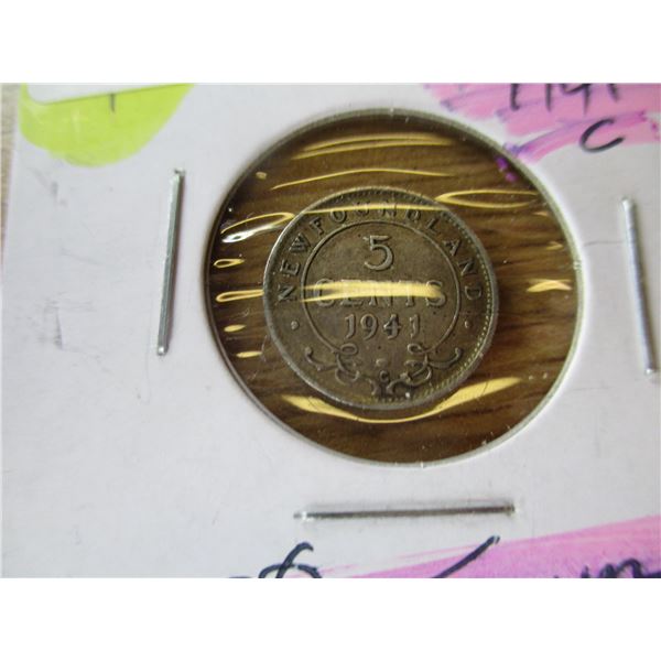 1941C NEWFOUNDLAND SILVER FIVE CENT