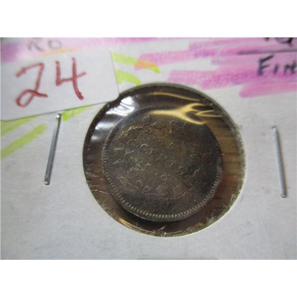 1900 VG/FINE SCARCE ROUND "0" VICTORIAN CANADA SILVER FIVE CENT