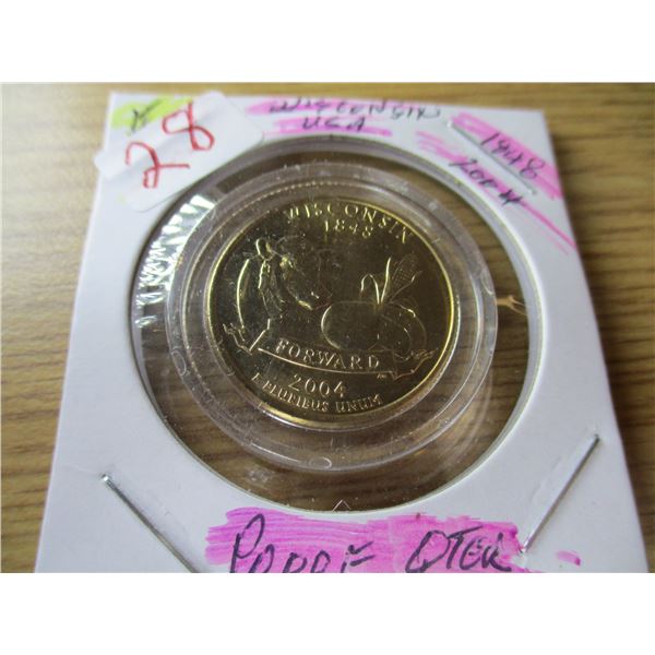 1848 - 2004 PROOF WISCONSIN USA LIBERTY QUARTER