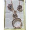 Image 1 : NEW:  ROSE GOLD 18 KT AUSTRIAN CRYSTAL CIRCLE NECKLACE & EARRINGS