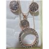 Image 2 : NEW:  ROSE GOLD 18 KT AUSTRIAN CRYSTAL CIRCLE NECKLACE & EARRINGS