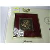 Image 1 : USA RED ROSE FLOWERS PROOF 22 KARAT GOLD SHIELD STAMP